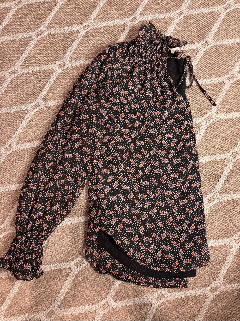 Loft Women’s Black Floral High-Neck Skirt